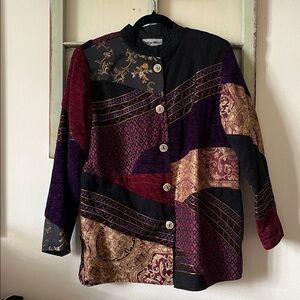 Vintage Indigo Moon Patcgwork Brocade Multicolor Jacket Size S